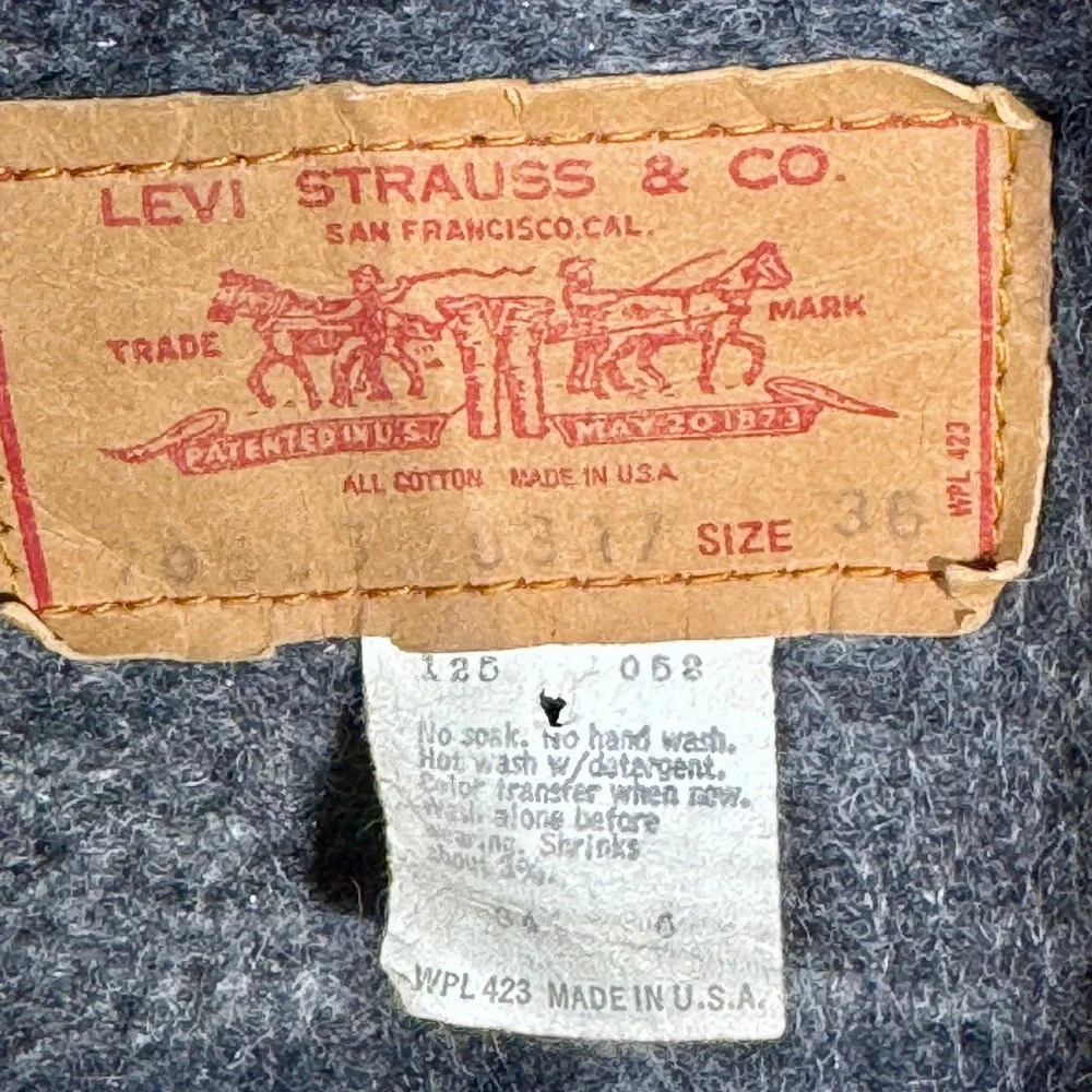 USA 70s Vintage Levi's Denim Jacket Blanket Lined Trucker Jacket Size 34‎ - Picture 5 of 8